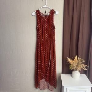A New Day Dress Size XXL Red White Polka Dot Sleeveless Faux Wrap Tie Back Style